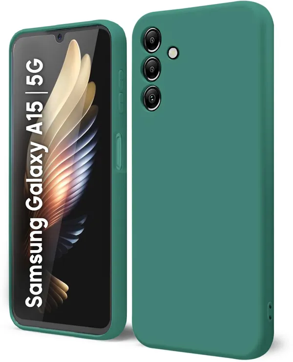 TRUEUPGRADE_Compatible_with_Samsung_Galaxy_A15_5G_Back_Cover_Case,_Liquid_Silicone_Cover,_Full_Body_Protective_Cover,_Shockproof,_Slim_Phone_Cover,_Anti-Scratch_Soft_Microfiber_Lining_-_Green