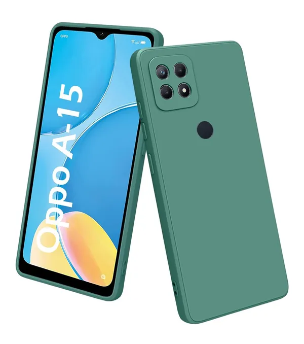 TRUEUPGRADE_Liquid_Silicone_Designed_Case_Cover_for_Oppo_A15_/_A15s_|_Microfiber_Inside_|_360_Degree_Protection_Back_Cover_Case_for_Oppo_A15_/_A15s_-_Green