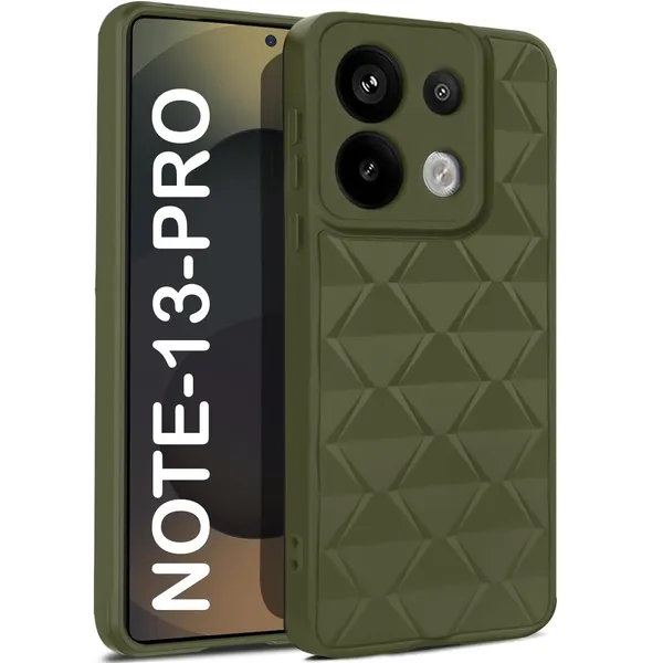 TRUEUPGRADE_Diamond_Cut-Out_Back_Case_Cover_for_Mi_Redmi_Note_13_Pro_5G_|_Stylish_&_Protective_Case_|_Silicone_Stylish_Back_Case_for_Mi_Redmi_Note_13_Pro_5G_-_Military_Green