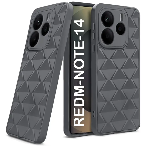 TRUEUPGRADE_Diamond_Cut-Out_Back_Case_Cover_for_Mi_Redmi_Note_14_5G_|_Stylish_&_Protective_Case_|_Silicone_Stylish_Back_Case_for_Mi_Redmi_Note_14_5G_-_Grey