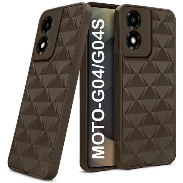 TRUEUPGRADE_Diamond_Cut-Out_Back_Case_Cover_for_Motorola_Moto_G04_/_G04s_|_Stylish_&_Protective_Case_|_Silicone_Stylish_Back_Case_for_Motorola_Moto_G04_/_G04s_-_Brown
