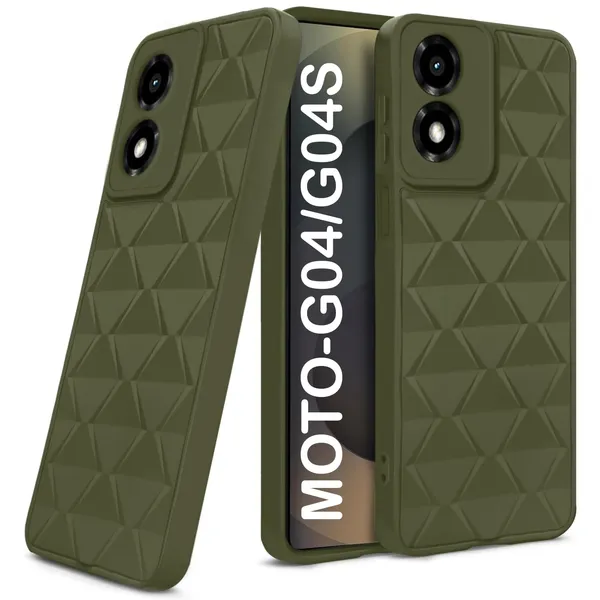 TRUEUPGRADE_Diamond_Cut-Out_Back_Case_Cover_for_Motorola_Moto_G04_/_G04s_|_Stylish_&_Protective_Case_|_Silicone_Stylish_Back_Case_for_Motorola_Moto_G04_/_G04s_-_Military_Green