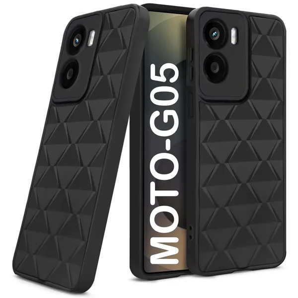 TRUEUPGRADE_Diamond_Cut-Out_Back_Case_Cover_for_Motorola_Moto_G05_|_Stylish_&_Protective_Case_|_Silicone_Stylish_Back_Case_for_Motorola_Moto_G05_-_Black