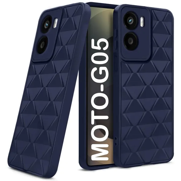 TRUEUPGRADE_Diamond_Cut-Out_Back_Case_Cover_for_Motorola_Moto_G05_|_Stylish_&_Protective_Case_|_Silicone_Stylish_Back_Case_for_Motorola_Moto_G05_-_Blue