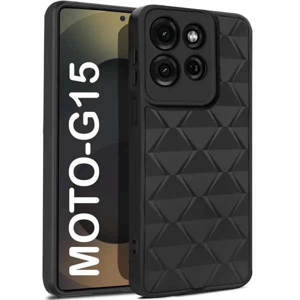 TRUEUPGRADE_Diamond_Cut-Out_Back_Case_Cover_for_Motorola_Moto_G15_5G_|_Stylish_&_Protective_Case_|_Silicone_Stylish_Back_Case_for_Motorola_Moto_G15_5G_-_Black