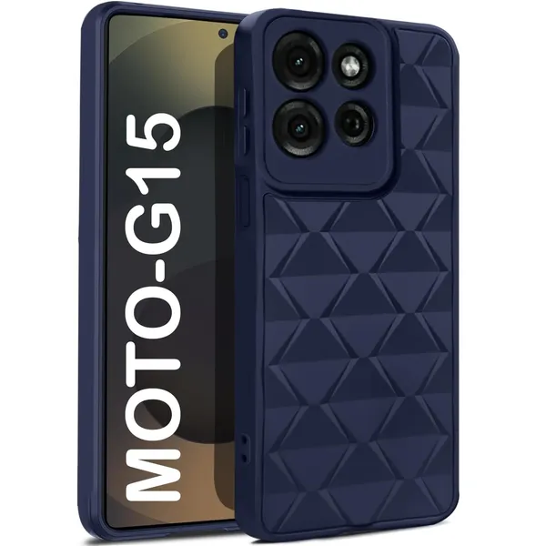 TRUEUPGRADE_Diamond_Cut-Out_Back_Case_Cover_for_Motorola_Moto_G15_5G_|_Stylish_&_Protective_Case_|_Silicone_Stylish_Back_Case_for_Motorola_Moto_G15_5G_-_Blue