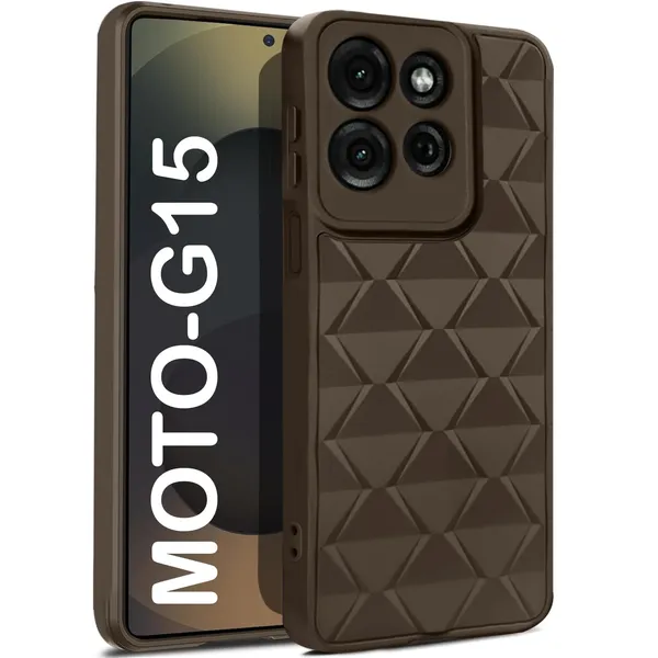 TRUEUPGRADE_Diamond_Cut-Out_Back_Case_Cover_for_Motorola_Moto_G15_5G_|_Stylish_&_Protective_Case_|_Silicone_Stylish_Back_Case_for_Motorola_Moto_G15_5G_-_Brown
