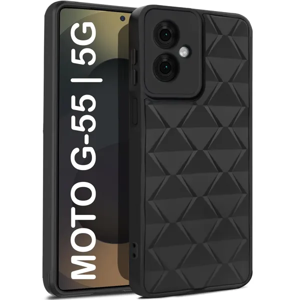 TRUEUPGRADE_Diamond_Cut-Out_Back_Case_Cover_for_Motorola_Moto_G55_5G_|_Stylish_&_Protective_Case_|_Silicone_Stylish_Back_Case_for_Motorola_Moto_G55_5G_-_Black