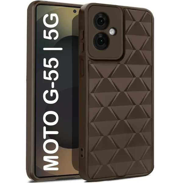 TRUEUPGRADE_Diamond_Cut-Out_Back_Case_Cover_for_Motorola_Moto_G55_5G_|_Stylish_&_Protective_Case_|_Silicone_Stylish_Back_Case_for_Motorola_Moto_G55_5G_-_Brown