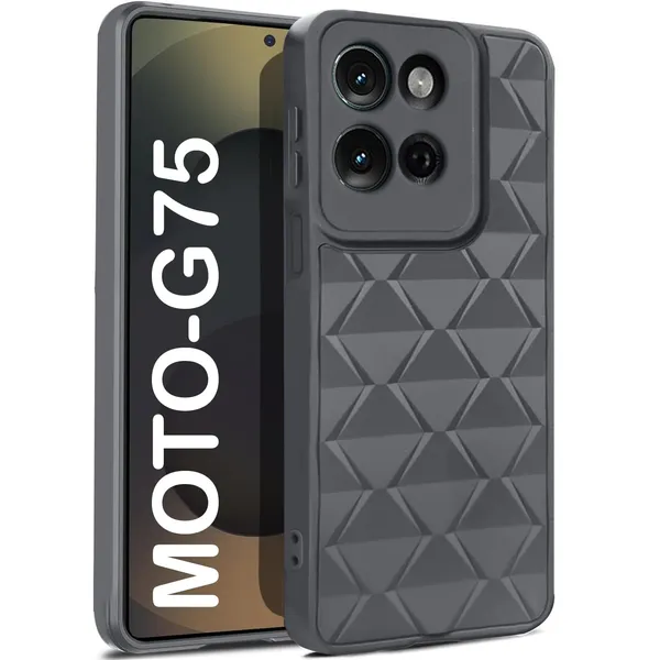TRUEUPGRADE_Diamond_Cut-Out_Back_Case_Cover_for_Motorola_Moto_G75_5G_|_Stylish_&_Protective_Case_|_Silicone_Stylish_Back_Case_for_Motorola_Moto_G75_5G_-_Grey