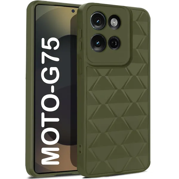 TRUEUPGRADE_Diamond_Cut-Out_Back_Case_Cover_for_Motorola_Moto_G75_5G_|_Stylish_&_Protective_Case_|_Silicone_Stylish_Back_Case_for_Motorola_Moto_G75_5G_-_Military_Green