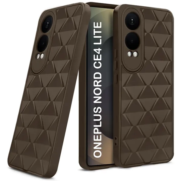 TRUEUPGRADE_Diamond_Cut-Out_Back_Case_Cover_for_OnePlus_Nord_CE_4_Lite_5G_|_Stylish_&_Protective_Case_|_Silicone_Stylish_Back_Case_for_OnePlus_Nord_CE_4_Lite_5G_-_Brown