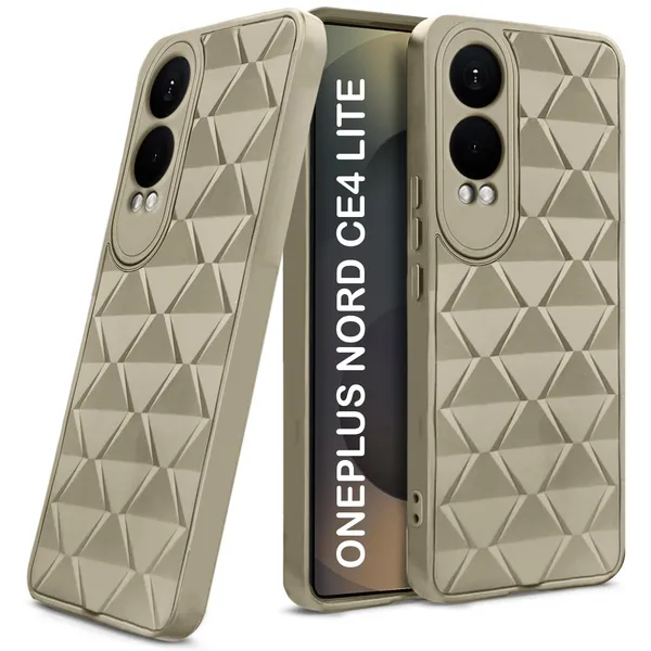 TRUEUPGRADE_Diamond_Cut-Out_Back_Case_Cover_for_OnePlus_Nord_CE_4_Lite_5G_|_Stylish_&_Protective_Case_|_Silicone_Stylish_Back_Case_for_OnePlus_Nord_CE_4_Lite_5G_-_Cream