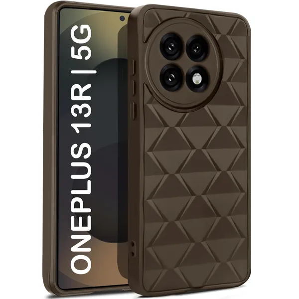 TRUEUPGRADE_Diamond_Cut-Out_Back_Case_Cover_for_OnePlus_13R_5G_|_Stylish_&_Protective_Case_|_Silicone_Stylish_Back_Case_for_OnePlus_13R_5G_-_Brown