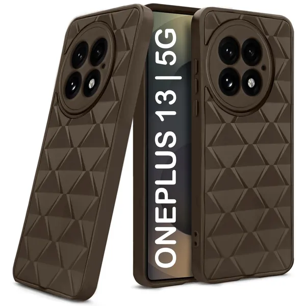 TRUEUPGRADE_Diamond_Cut-Out_Back_Case_Cover_for_OnePlus_13_5G_|_Stylish_&_Protective_Case_|_Silicone_Stylish_Back_Case_for_OnePlus_13_5G_-_Brown