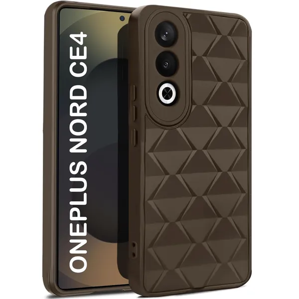 TRUEUPGRADE_Diamond_Cut-Out_Back_Case_Cover_for_OnePlus_Nord_CE_4_5G_|_Stylish_&_Protective_Case_|_Silicone_Stylish_Back_Case_for_OnePlus_Nord_CE_4_5G_-_Brown