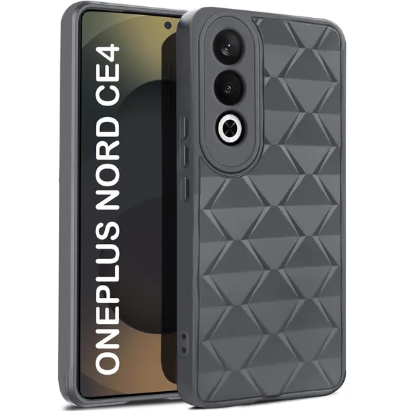 TRUEUPGRADE_Diamond_Cut-Out_Back_Case_Cover_for_OnePlus_Nord_CE_4_5G_|_Stylish_&_Protective_Case_|_Silicone_Stylish_Back_Case_for_OnePlus_Nord_CE_4_5G_-_Grey