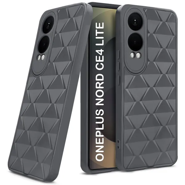 TRUEUPGRADE_Diamond_Cut-Out_Back_Case_Cover_for_OnePlus_Nord_CE_4_Lite_5G_|_Stylish_&_Protective_Case_|_Silicone_Stylish_Back_Case_for_OnePlus_Nord_CE_4_Lite_5G_-_Grey