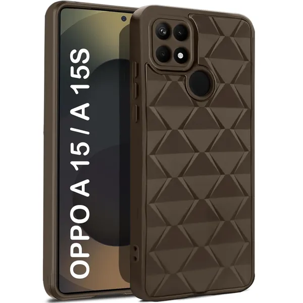 TRUEUPGRADE_Diamond_Cut-Out_Back_Case_Cover_for_Oppo_A15_/_Oppo_A15s_|_Stylish_&_Protective_Case_|_Silicone_Stylish_Back_Case_for_Oppo_A15_/_Oppo_A15s_-_Brown