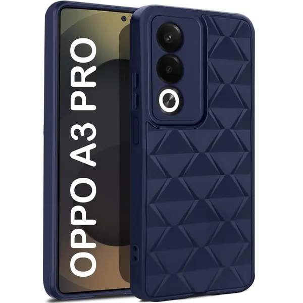 TRUEUPGRADE_Diamond_Cut-Out_Back_Case_Cover_for_Oppo_A3_Pro_5G_|_Stylish_&_Protective_Case_|_Silicone_Stylish_Back_Case_for_Oppo_A3_Pro_5G_-_Blue