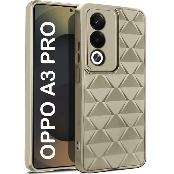 TRUEUPGRADE_Diamond_Cut-Out_Back_Case_Cover_for_Oppo_A3_Pro_5G_|_Stylish_&_Protective_Case_|_Silicone_Stylish_Back_Case_for_Oppo_A3_Pro_5G_-_Cream