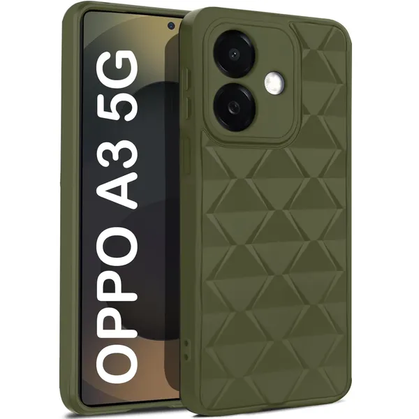 TRUEUPGRADE_Diamond_Cut-Out_Back_Case_Cover_for_Oppo_A3x_5G_|_A3x_4G_|_A3_5G_|_Stylish_&_Protective_Case_|_Silicone_Stylish_Back_Case_for_Oppo_A3x_5G_|_A3x_4G_|_A3_5G_-_Military_Green