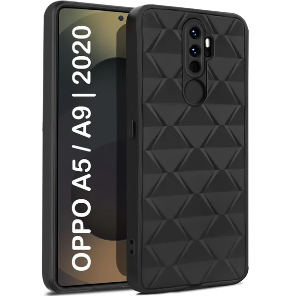 TRUEUPGRADE_Diamond_Cut-Out_Back_Case_Cover_for_Oppo_A5_2020_/_A9_2020_|_Stylish_&_Protective_Case_|_Silicone_Stylish_Back_Case_for_Oppo_A5_2020_/_A9_2020_-_Military_Green