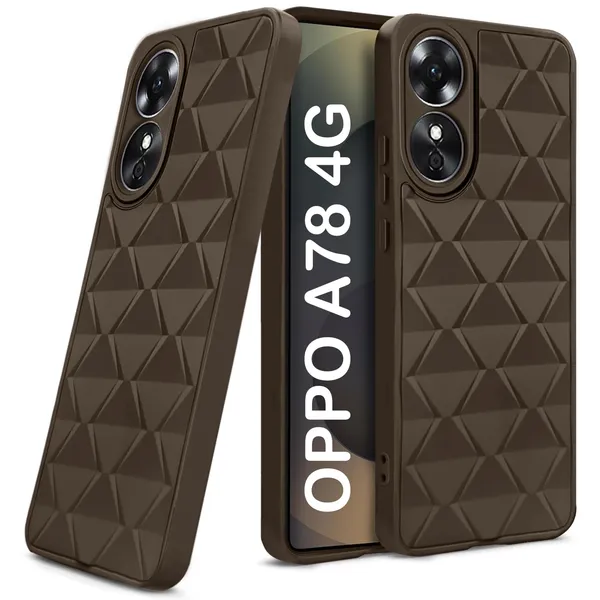 TRUEUPGRADE_Diamond_Cut-Out_Back_Case_Cover_for_Oppo_A78_5G_|_Stylish_&_Protective_Case_|_Silicone_Stylish_Back_Case_for_Oppo_A78_5G_-_Brown