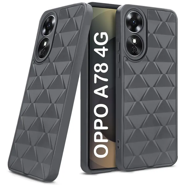 TRUEUPGRADE_Diamond_Cut-Out_Back_Case_Cover_for_Oppo_A78_5G_|_Stylish_&_Protective_Case_|_Silicone_Stylish_Back_Case_for_Oppo_A78_5G_-_Grey