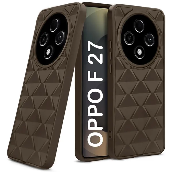TRUEUPGRADE_Diamond_Cut-Out_Back_Case_Cover_for_Oppo_F27_5G_|_Stylish_&_Protective_Case_|_Silicone_Stylish_Back_Case_for_Oppo_F27_5G_-_Brown