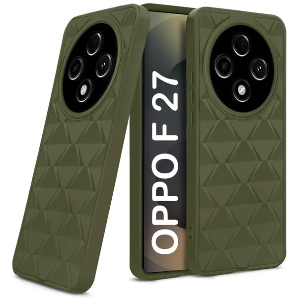 TRUEUPGRADE_Diamond_Cut-Out_Back_Case_Cover_for_Oppo_F27_5G_|_Stylish_&_Protective_Case_|_Silicone_Stylish_Back_Case_for_Oppo_F27_5G_-_Military_Green