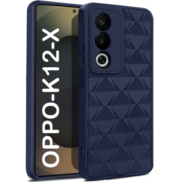 TRUEUPGRADE_Diamond_Cut-Out_Back_Case_Cover_for_Oppo_K12X_5G_|_Stylish_&_Protective_Case_|_Silicone_Stylish_Back_Case_for_Oppo_K12X_5G_-_Blue