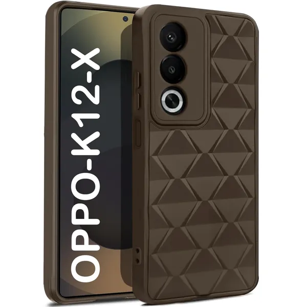 TRUEUPGRADE_Diamond_Cut-Out_Back_Case_Cover_for_Oppo_K12X_5G_|_Stylish_&_Protective_Case_|_Silicone_Stylish_Back_Case_for_Oppo_K12X_5G_-_Brown
