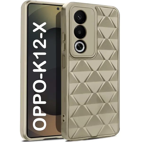 TRUEUPGRADE_Diamond_Cut-Out_Back_Case_Cover_for_Oppo_K12X_5G_|_Stylish_&_Protective_Case_|_Silicone_Stylish_Back_Case_for_Oppo_K12X_5G_-_Cream
