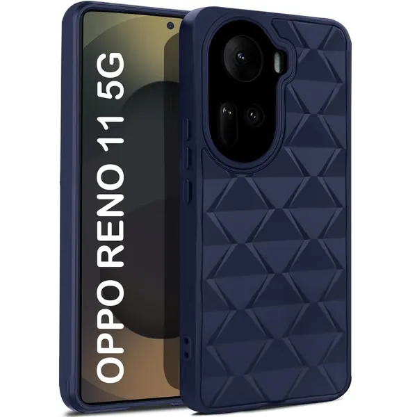 TRUEUPGRADE_Diamond_Cut-Out_Back_Case_Cover_for_Oppo_Reno_11_|_Stylish_&_Protective_Case_|_Silicone_Stylish_Back_Case_for_Oppo_Reno_11_-_Blue