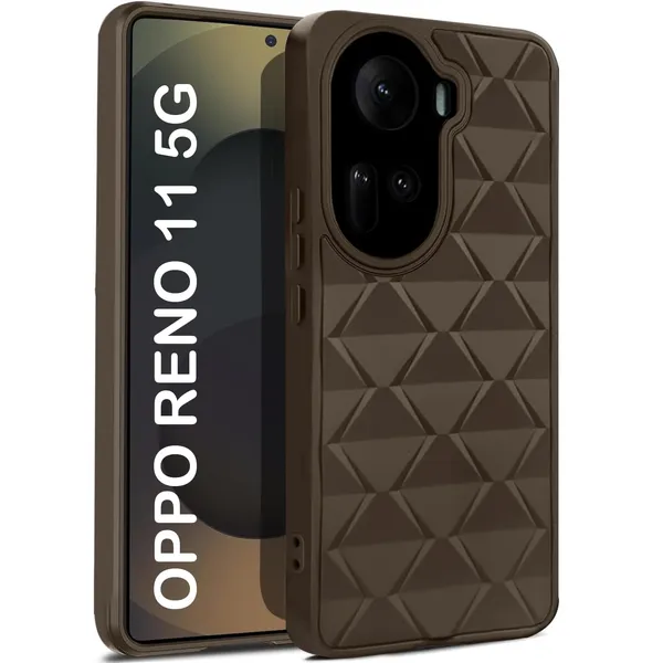 TRUEUPGRADE_Diamond_Cut-Out_Back_Case_Cover_for_Oppo_Reno_11_|_Stylish_&_Protective_Case_|_Silicone_Stylish_Back_Case_for_Oppo_Reno_11_-_Brown