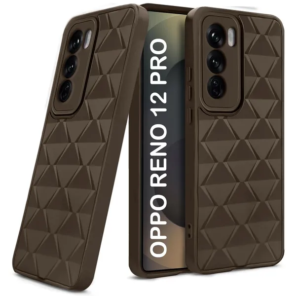 TRUEUPGRADE_Diamond_Cut-Out_Back_Case_Cover_for_Oppo_Reno_12_Pro_5G_|_Stylish_&_Protective_Case_|_Silicone_Stylish_Back_Case_for_Oppo_Reno_12_Pro_5G_-_Brown