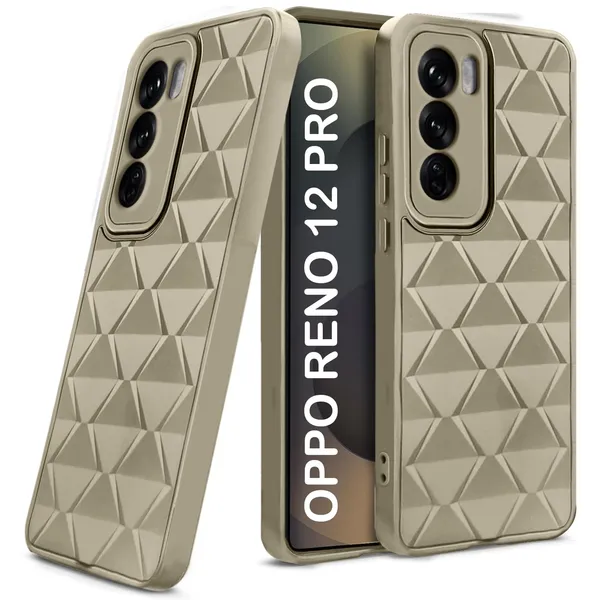 TRUEUPGRADE_Diamond_Cut-Out_Back_Case_Cover_for_Oppo_Reno_12_Pro_5G_|_Stylish_&_Protective_Case_|_Silicone_Stylish_Back_Case_for_Oppo_Reno_12_Pro_5G_-_Cream