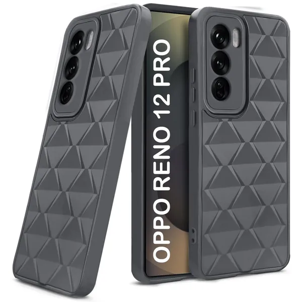 TRUEUPGRADE_Diamond_Cut-Out_Back_Case_Cover_for_Oppo_Reno_12_Pro_5G_|_Stylish_&_Protective_Case_|_Silicone_Stylish_Back_Case_for_Oppo_Reno_12_Pro_5G_-_Grey