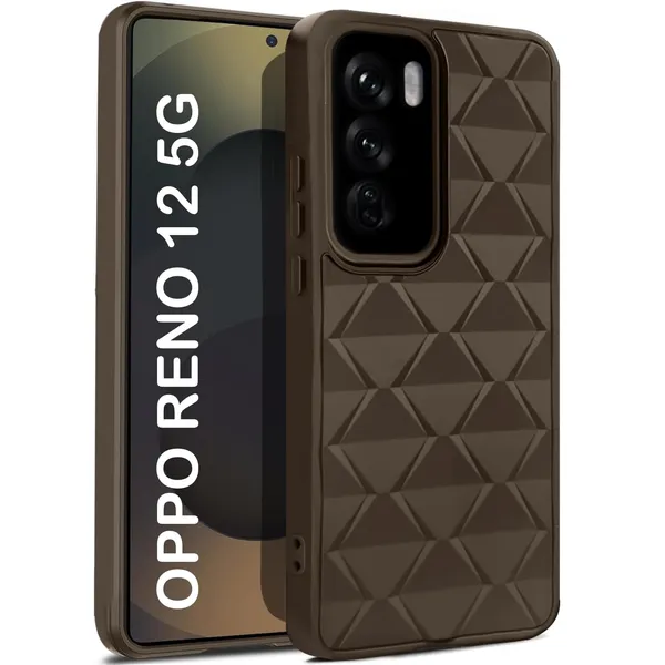 TRUEUPGRADE_Diamond_Cut-Out_Back_Case_Cover_for_Oppo_Reno_12_5G_|_Stylish_&_Protective_Case_|_Silicone_Stylish_Back_Case_for_Oppo_Reno_12_5G_-_Brown