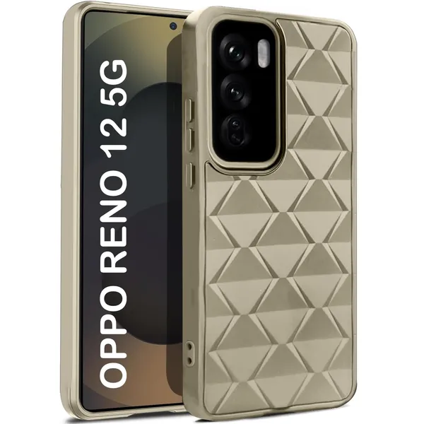 TRUEUPGRADE_Diamond_Cut-Out_Back_Case_Cover_for_Oppo_Reno_12_5G_|_Stylish_&_Protective_Case_|_Silicone_Stylish_Back_Case_for_Oppo_Reno_12_5G_-_Cream