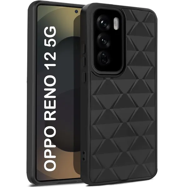 TRUEUPGRADE_Diamond_Cut-Out_Back_Case_Cover_for_Oppo_Reno_12_5G_|_Stylish_&_Protective_Case_|_Silicone_Stylish_Back_Case_for_Oppo_Reno_12_5G_-_Military_Green