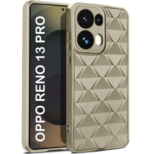 TRUEUPGRADE_Diamond_Cut-Out_Back_Case_Cover_for_Oppo_Reno_13_Pro_5G_|_Stylish_&_Protective_Case_|_Silicone_Stylish_Back_Case_for_Oppo_Reno_13_Pro_5G_-_Cream