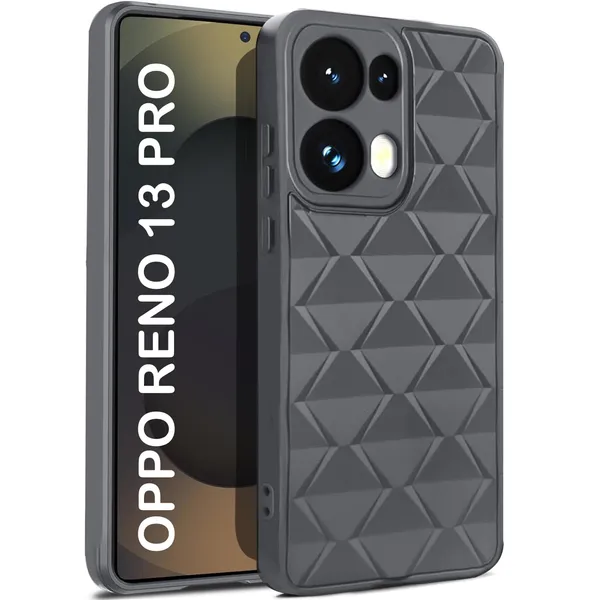 TRUEUPGRADE_Diamond_Cut-Out_Back_Case_Cover_for_Oppo_Reno_13_Pro_5G_|_Stylish_&_Protective_Case_|_Silicone_Stylish_Back_Case_for_Oppo_Reno_13_Pro_5G_-_Grey