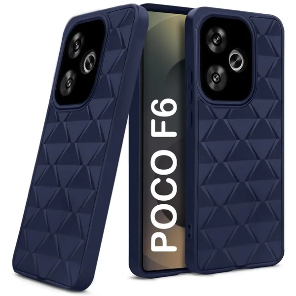 TRUEUPGRADE_Diamond_Cut-Out_Back_Case_Cover_for_Poco_F6_5G_|_Stylish_&_Protective_Case_|_Silicone_Stylish_Back_Case_for_Poco_F6_5G_-_Blue