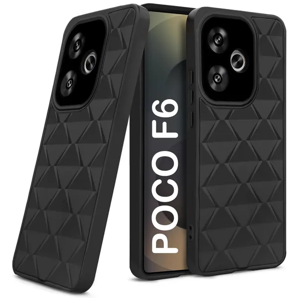 TRUEUPGRADE_Diamond_Cut-Out_Back_Case_Cover_for_Poco_F6_5G_|_Stylish_&_Protective_Case_|_Silicone_Stylish_Back_Case_for_Poco_F6_5G_-_Grey