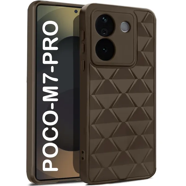 TRUEUPGRADE_Diamond_Cut-Out_Back_Case_Cover_for_Poco_M7_Pro_5G_|_Stylish_&_Protective_Case_|_Silicone_Stylish_Back_Case_for_Poco_M7_Pro_5G_-_Brown