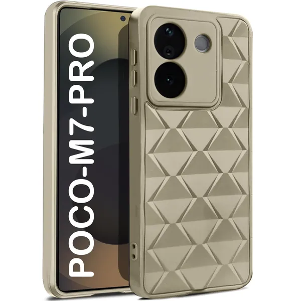 TRUEUPGRADE_Diamond_Cut-Out_Back_Case_Cover_for_Poco_M7_Pro_5G_|_Stylish_&_Protective_Case_|_Silicone_Stylish_Back_Case_for_Poco_M7_Pro_5G_-_Cream