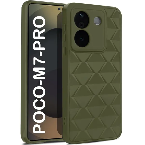TRUEUPGRADE_Diamond_Cut-Out_Back_Case_Cover_for_Poco_M7_Pro_5G_|_Stylish_&_Protective_Case_|_Silicone_Stylish_Back_Case_for_Poco_M7_Pro_5G_-_Military_Green