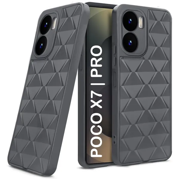 TRUEUPGRADE_Diamond_Cut-Out_Back_Case_Cover_for_Poco_X7_Pro_5G_|_Stylish_&_Protective_Case_|_Silicone_Stylish_Back_Case_for_Poco_X7_Pro_5G_-_Grey